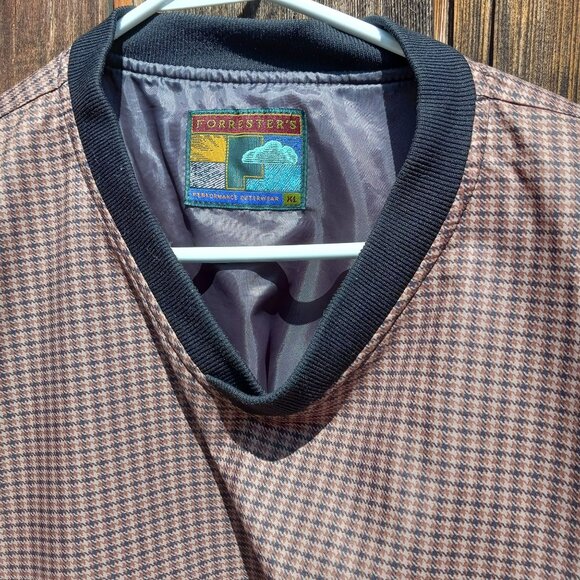 Forrester's Golf Jacket Men's XL Brown‎ Plaid Pullover Windbreaker V-Neck - Picture 1 of 7